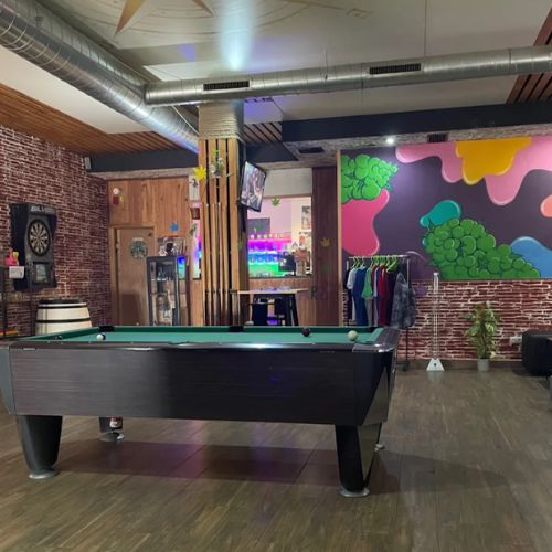 Interior lounge of The High Doctor cannabis club